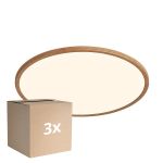Confezione Multipack 3x Nordlux LED Luce da soffitto Oja 42 Legna 24W 2150lm - 827 Bianco Molto Caldo | Dimmerabile