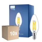 Confezione Multipack 10x Philips MASTER LED E14 Candela Filamento Chiara 5.9W 806lm - 922-927 Dim To Warm | Miglior Resa Cromatica - Dimmerabile - Sostitutiva 60W